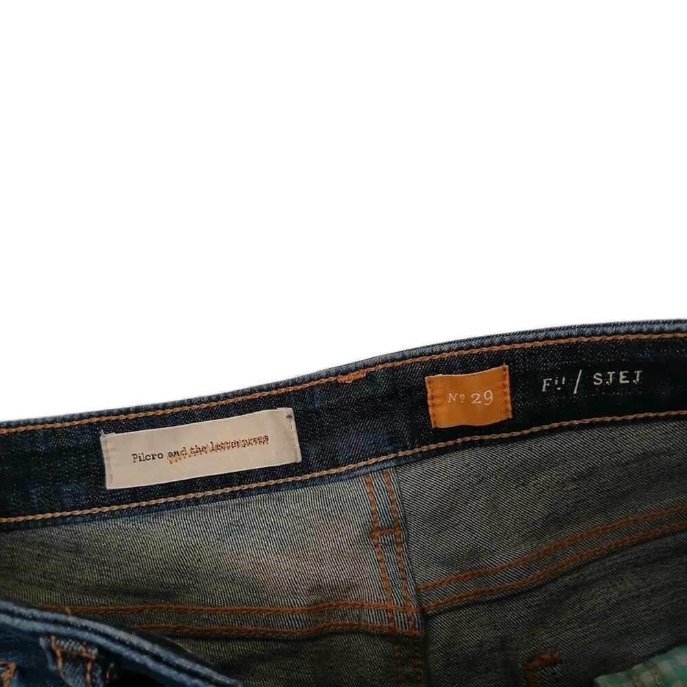 Anthropologie Pilcro Letterpress Blue Denim Shorts 32 Blue Salvage Roll Up $65 - Picture 15 of 16